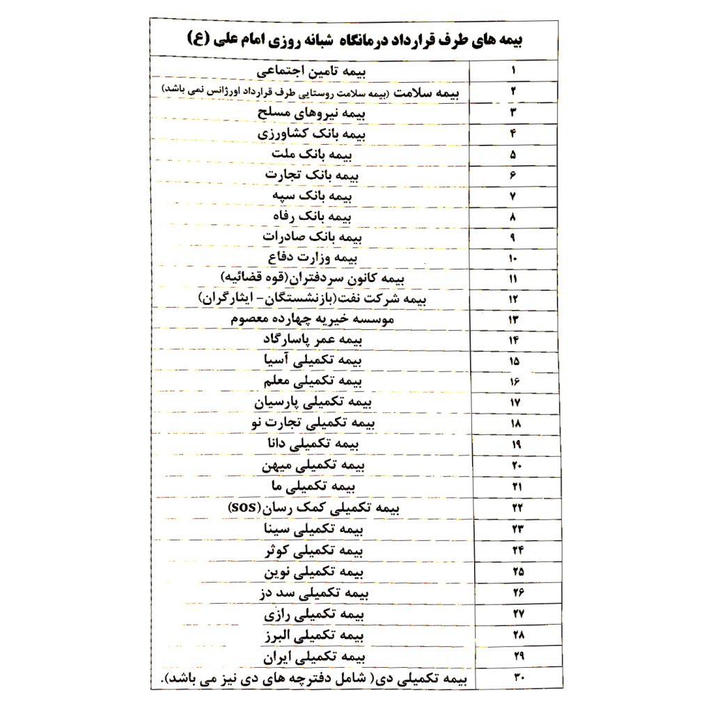 پزشکان درمانگاه امام علی (ع) دزفول + نوبت دهی ۲